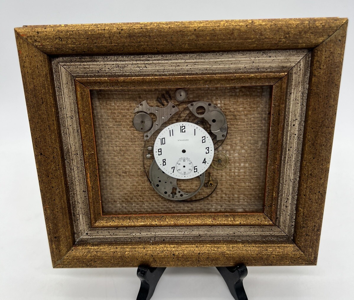 Pocket Watch Exploded Parts Vintage Framed 7.5×6.5” – Standard USA 7 Jewel