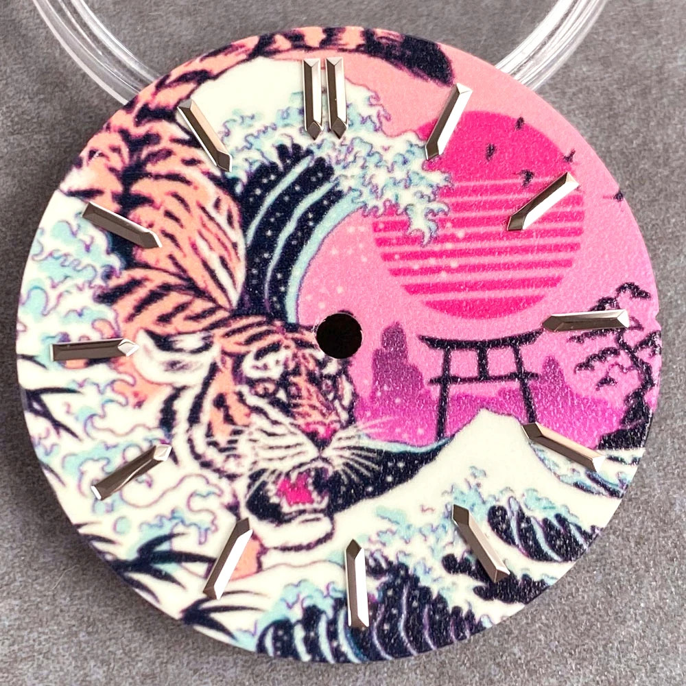Full Luminous 28.5mm Dial Creative Surfing Dial for Kanagawa Watch Dial NH35 NH3