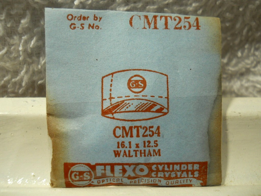 GS CMT254 Watch Crystal For Waltham – 16.1 x 12.5 mm Factory Replacement Repair