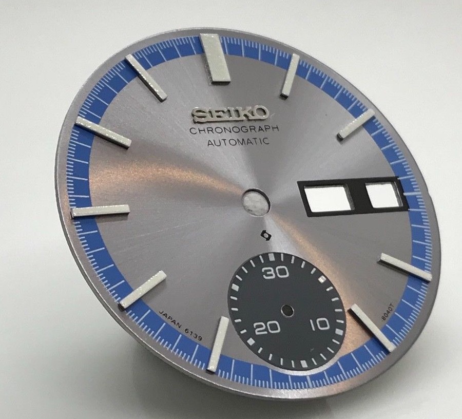 Replacement Dial for Seiko 6139 – 8020 Chronograph Automatic Blue And Silver
