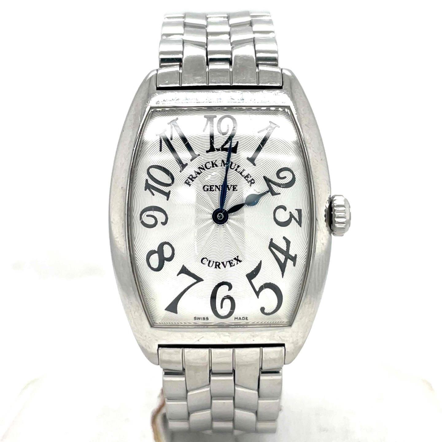 Franck Muller Cintree Curvex Quartz 29mm Stainless Steel Silver Dial Men 7502 QZ