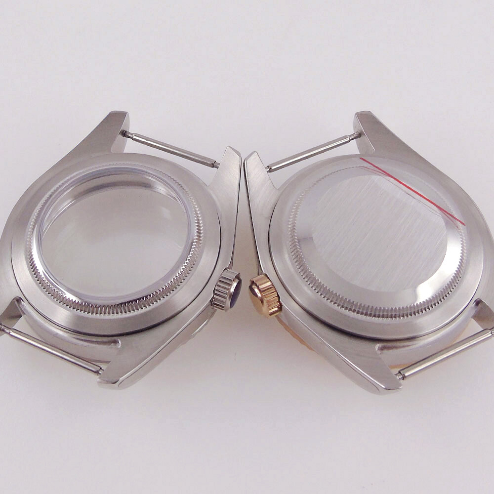 Silver 36mm/39mm Fluted Bezel Sapphire Man Watch Case fit NH35A NH36 ETA2824