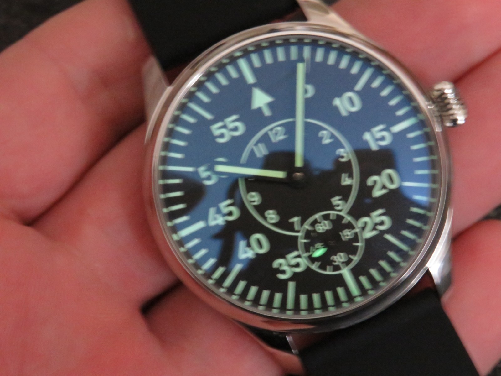 Custom made conversion men’s Arnex Pilot wristwatch Eta movement works well