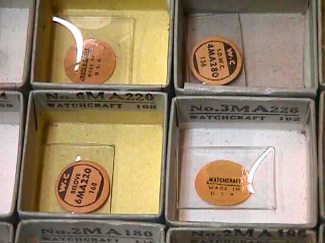 2 WATCH-CRAFT 1948 Boxes CRYSTALS Nos. 1 & 2 C.&E. MARSHALL CO. (boxes 6×2)