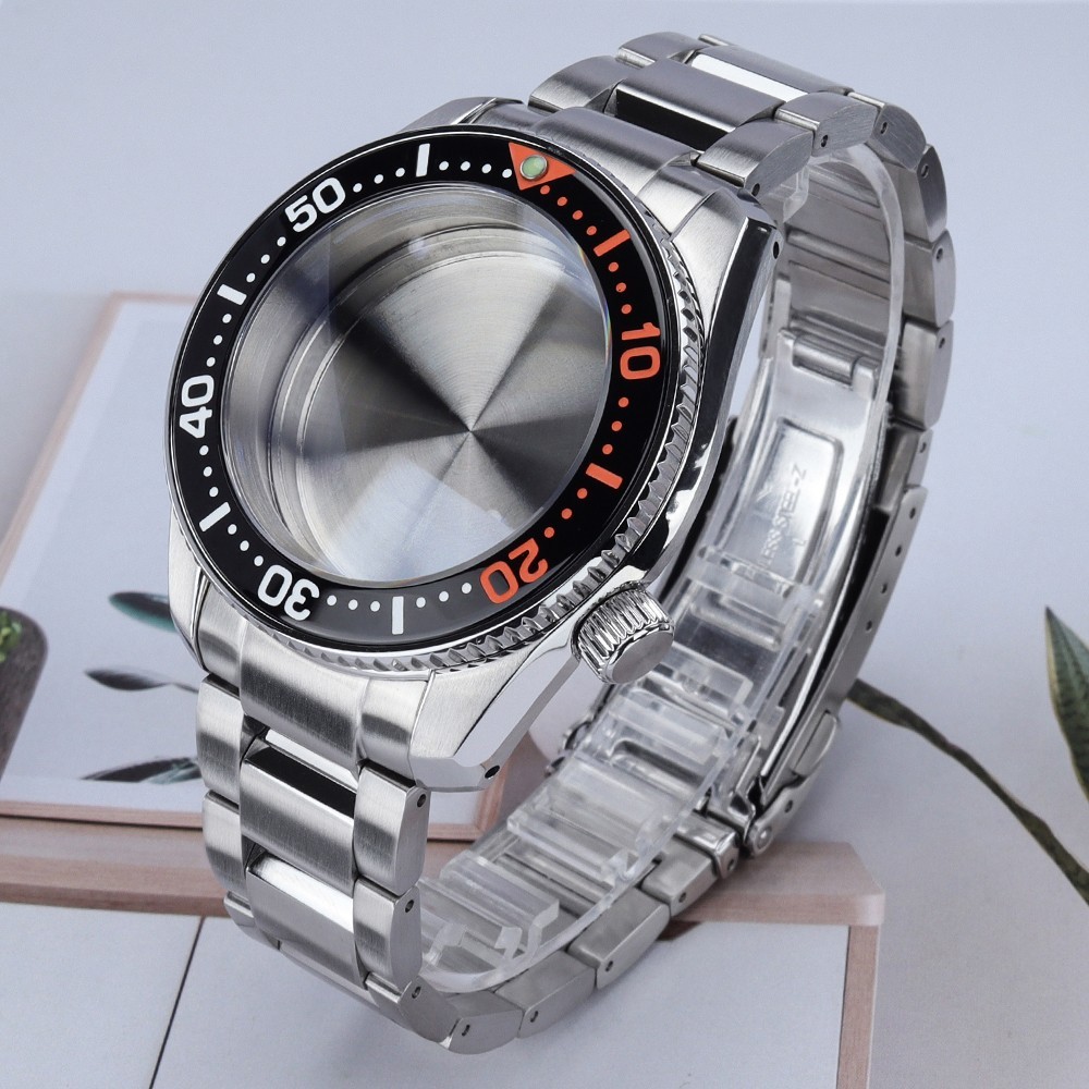 Steel Bezel 42mm Watch Cases Wristband 62MAS Mod Solid Back For Seiko NH35 NH38
