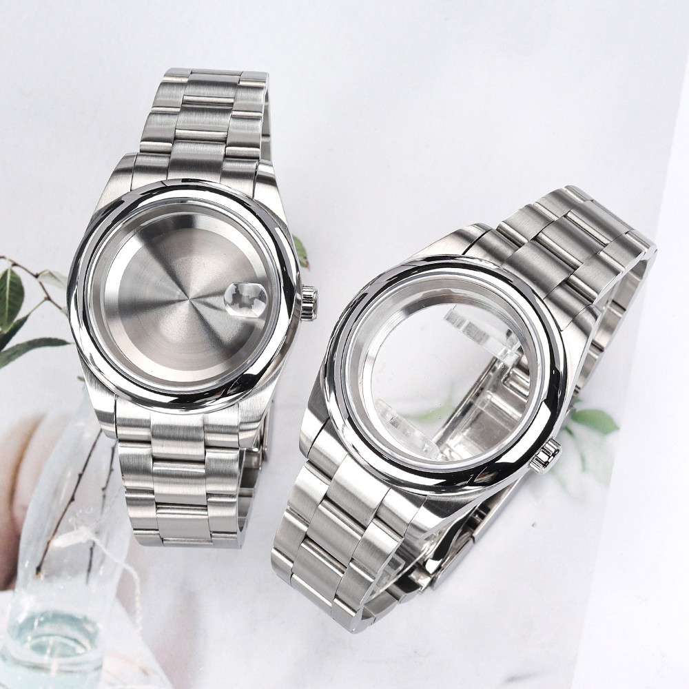 Oyster 36mm/39mm Watch Case Bracelet Sapphire Domed Bezel For Seiko NH35 36 NH38
