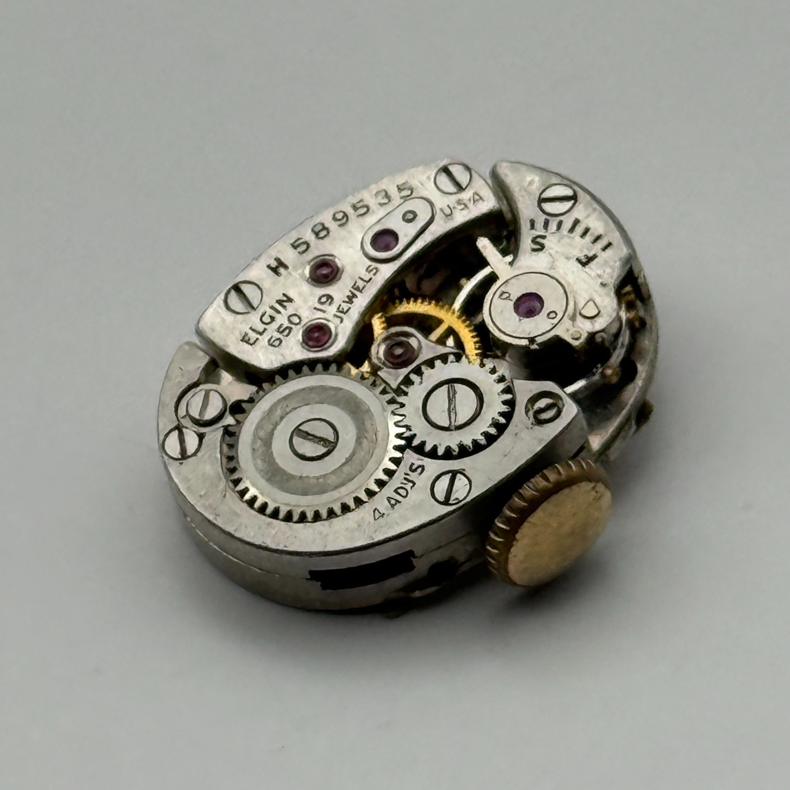 Lady Elgin 650 Watch Movement 19 Jewels U.S.A. Manual Wind Parts Repair 12.7mm