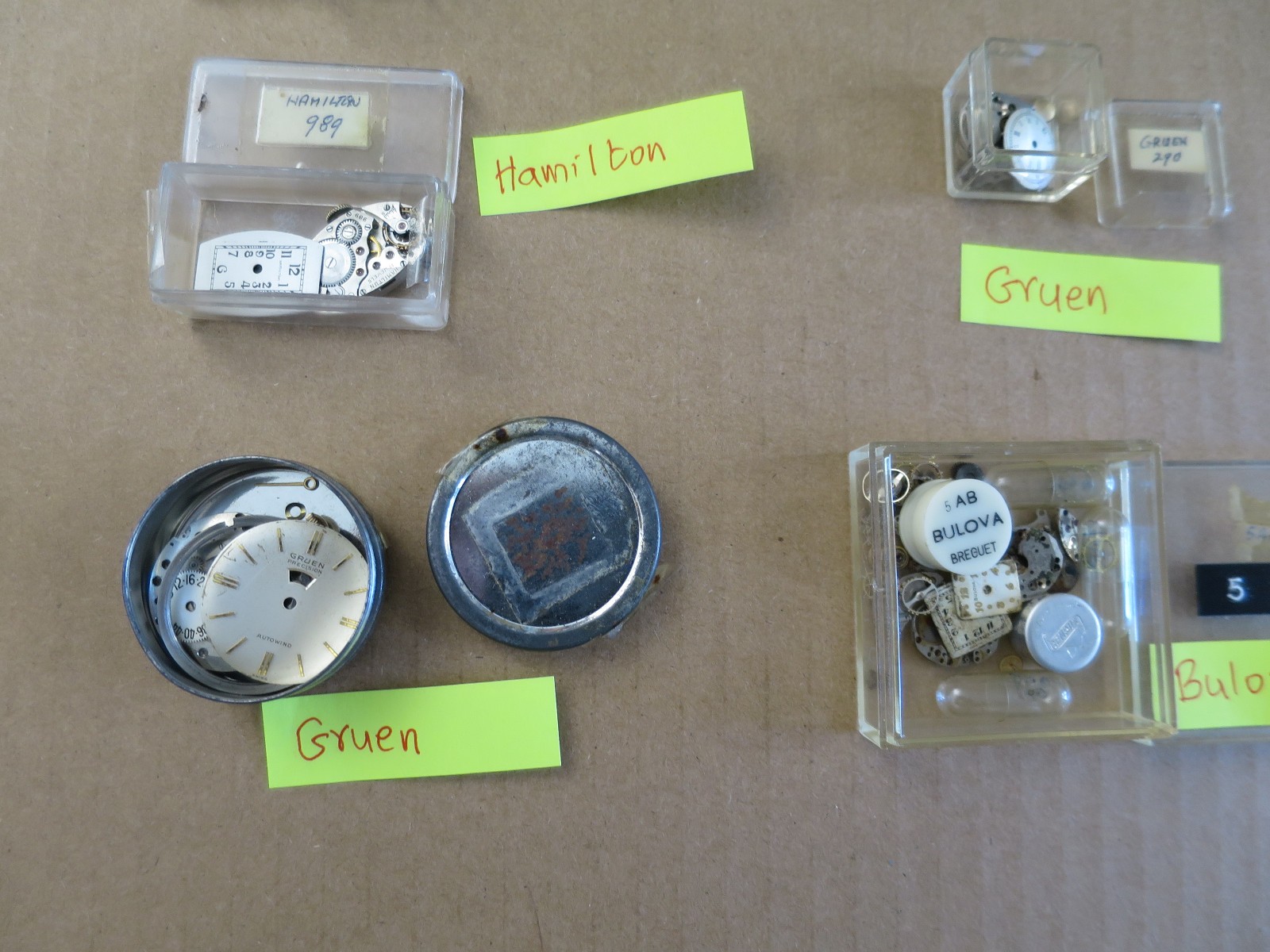 Lot 20 Bulova, Hamilton, Gruen, Rading, Waltham, Halgreen SWISS Movements Parts
