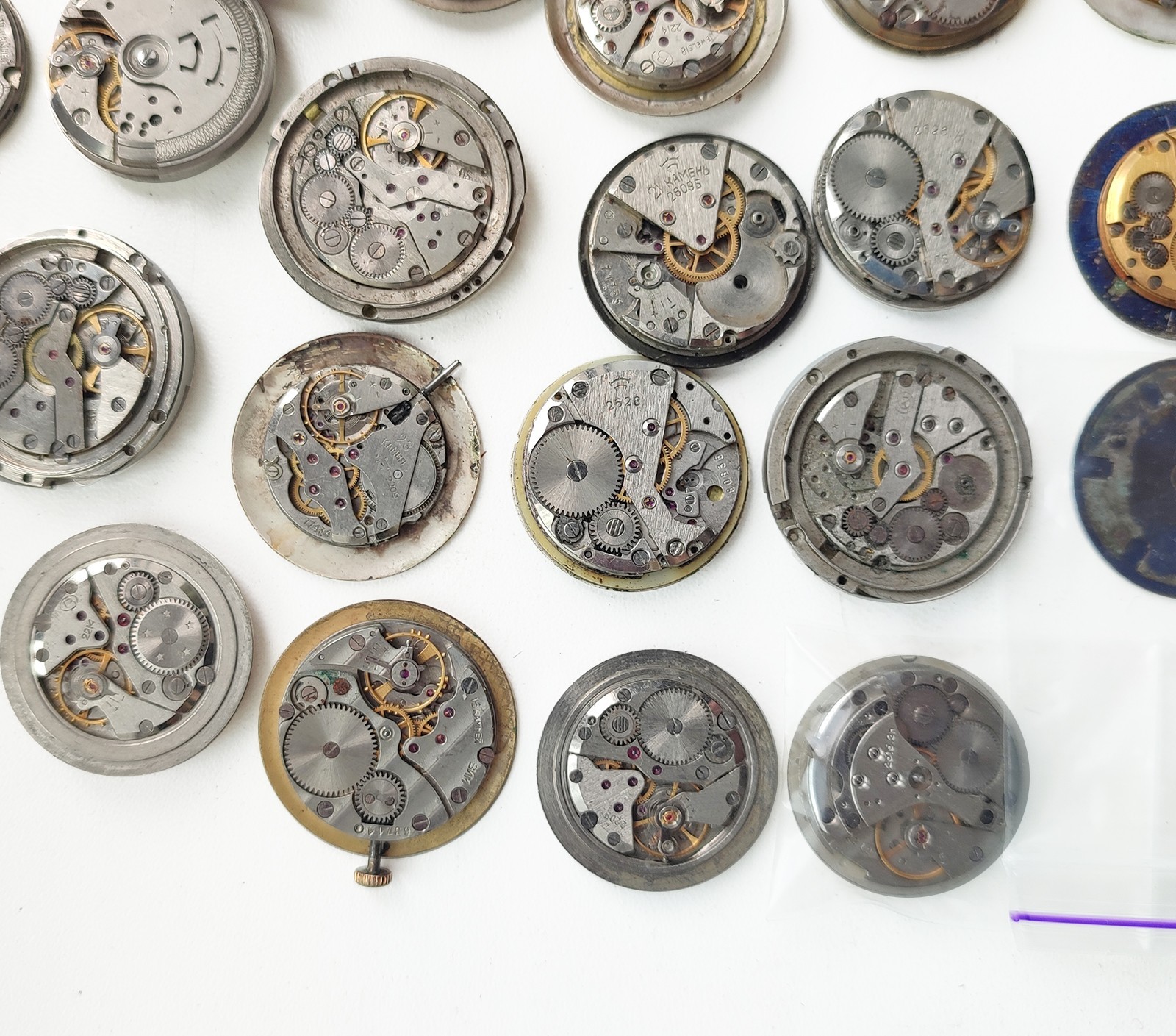 Many Soviet Movement Parts Poljot, Luch, Slava, Raketa, Zim mechanical watch lot