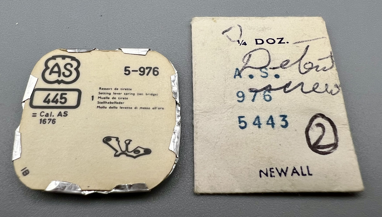 AS 976 SETTING LEVER SCREWS BRIDGE SET POCKET WATCH PARTS WATCHMAKER NOS #Q26