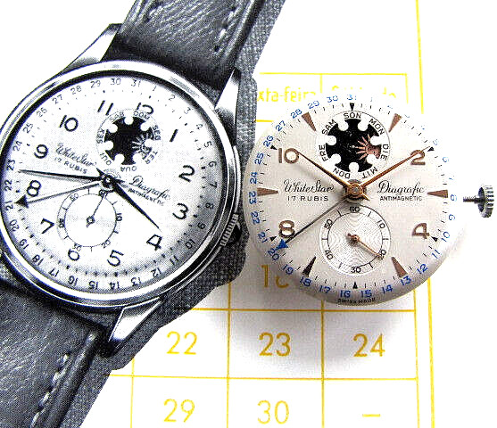 Diagrafic White Star, with VENUS movement handwinding. NOS, swiss made. RAR!!