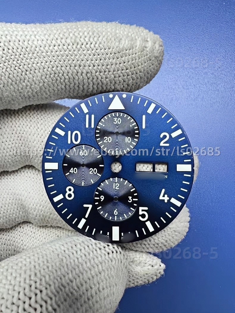 DIY 43mm stainless steel kit with dial, strap, and hands suitable for 7750