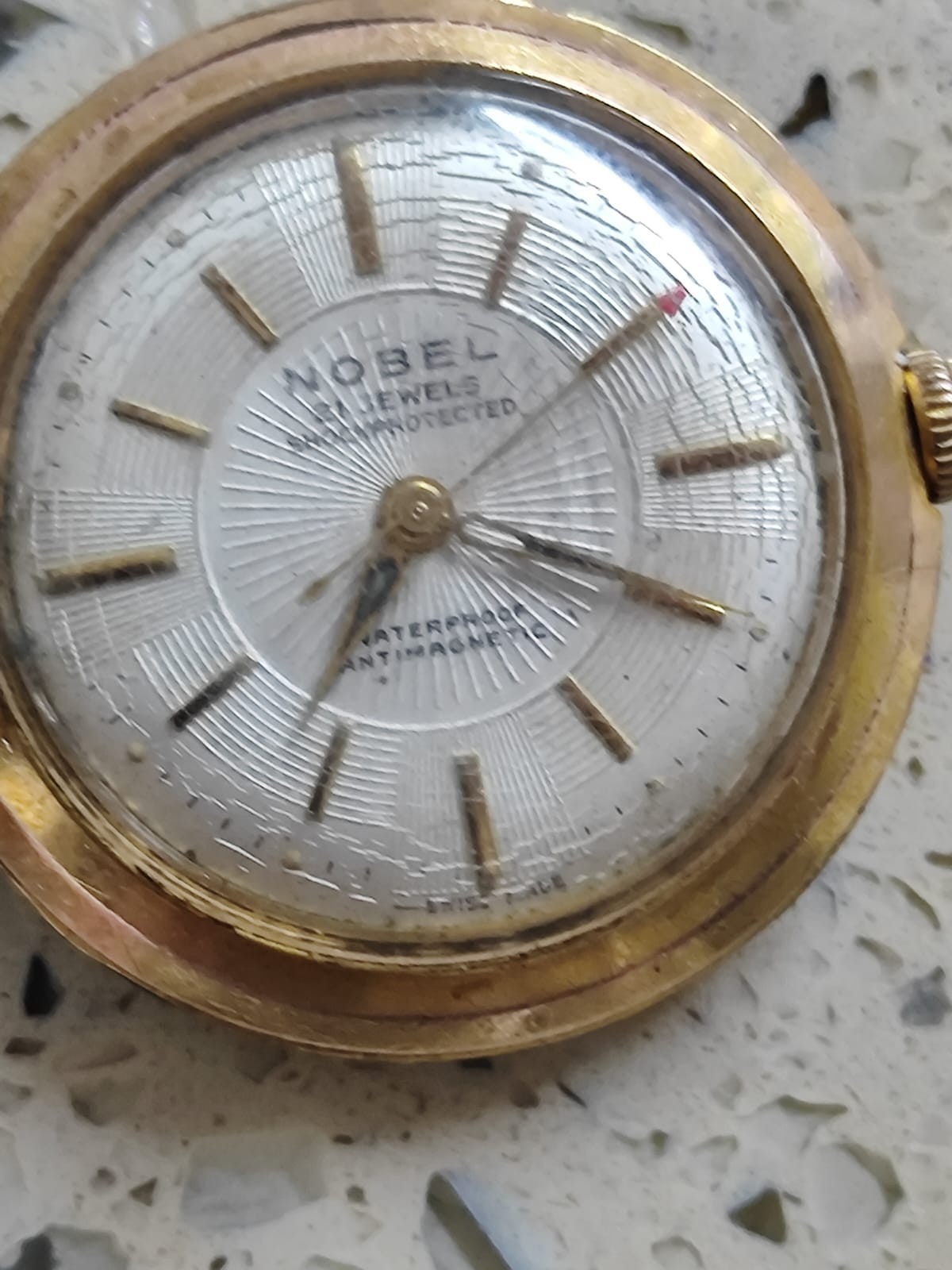 Vintage NOBEL small pocket watch gold plated Cal eta 2390 Used Work Y