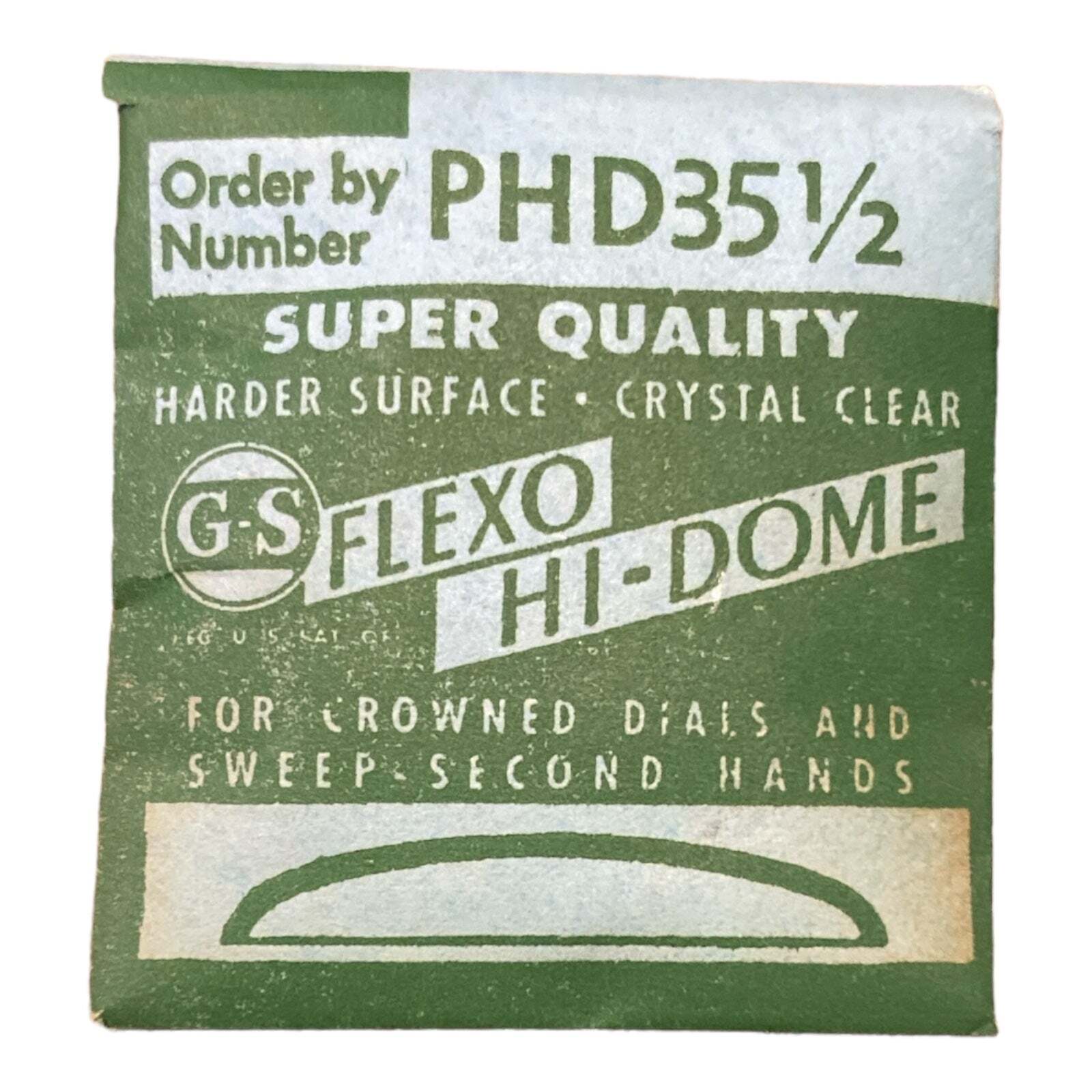 Germanow-Simon Mach (GS) PHD35 1/2 Watch Crystal NOS Part Flexo Hi-Dome