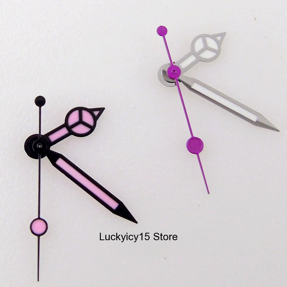 Black Silver Edge Luminous Pink Watch Hand Set fit NH35A NH36A 7s26 7s36 Part