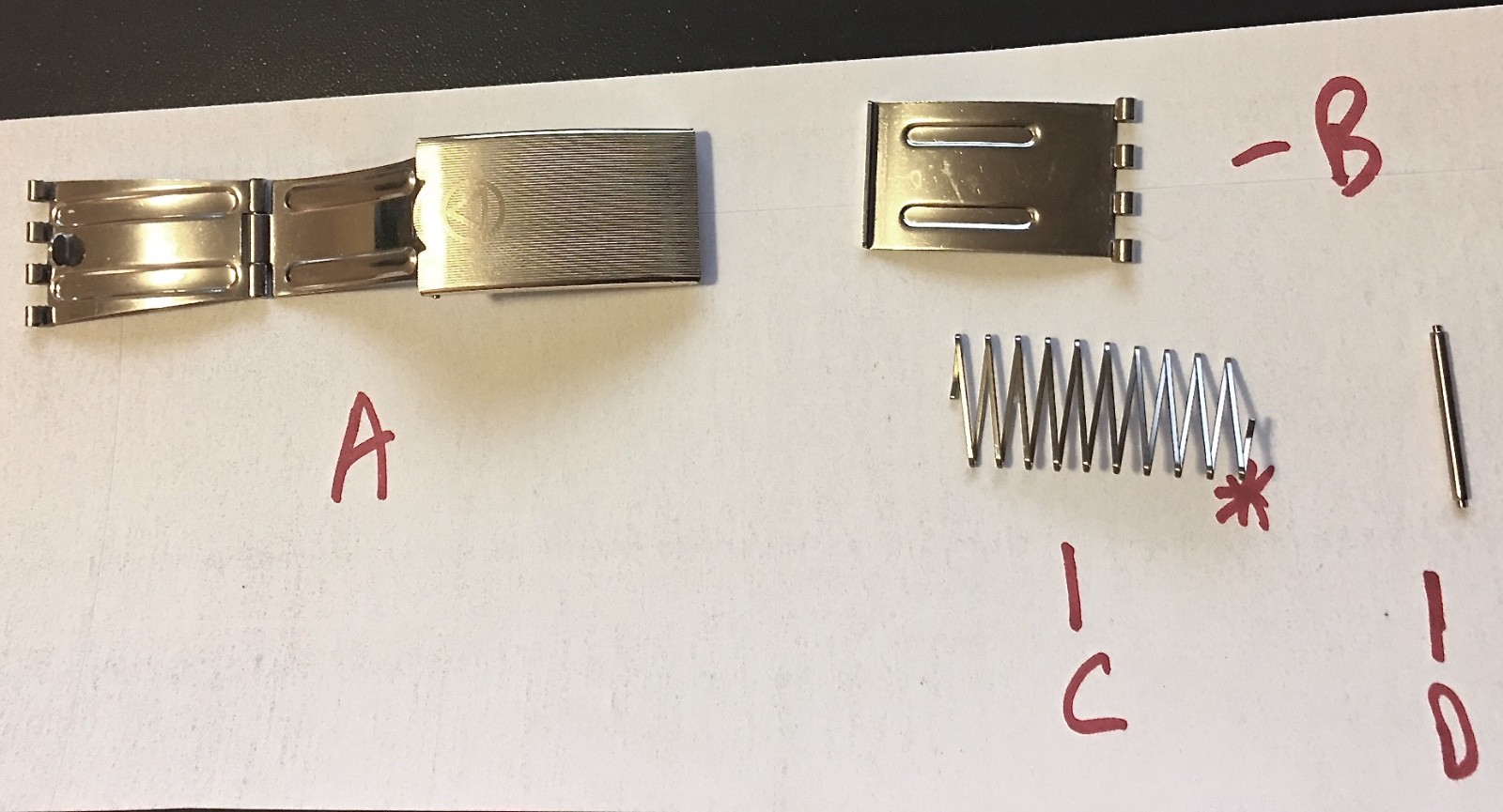 Original NSA watch bracelet clasp spring pin to small or large size clasp NOS