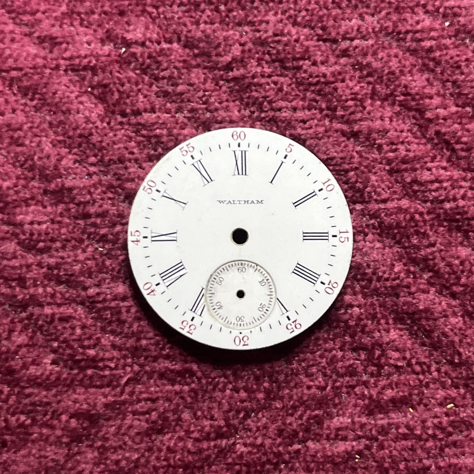 Vintage Waltham Watch Dial Only 28mm w Roman numerals