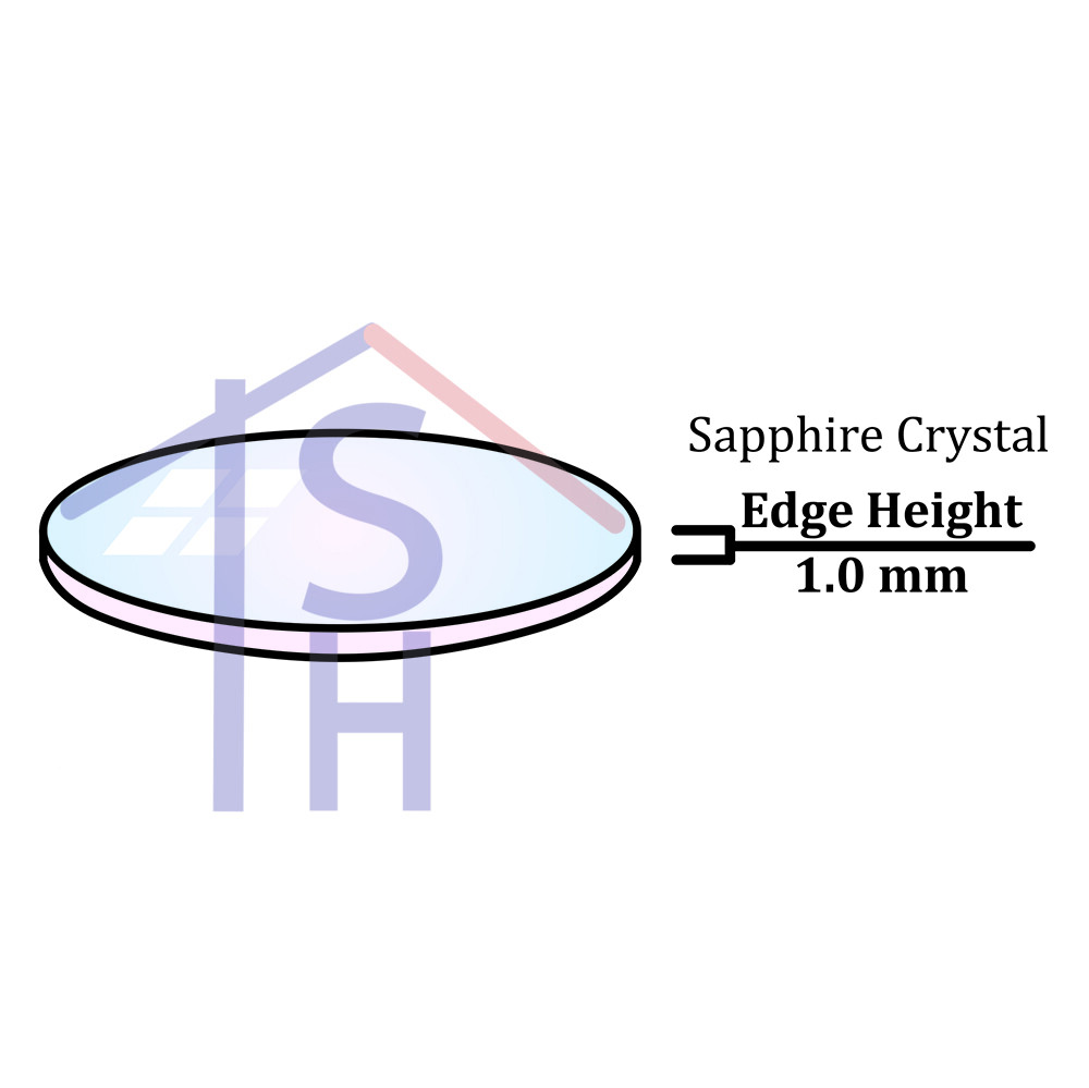 ROUND 1.0 MM THICK FLAT SAPPHIRE CRYSTAL WATCH GLASS REPLACEMENT SIZE 16MM-50MM