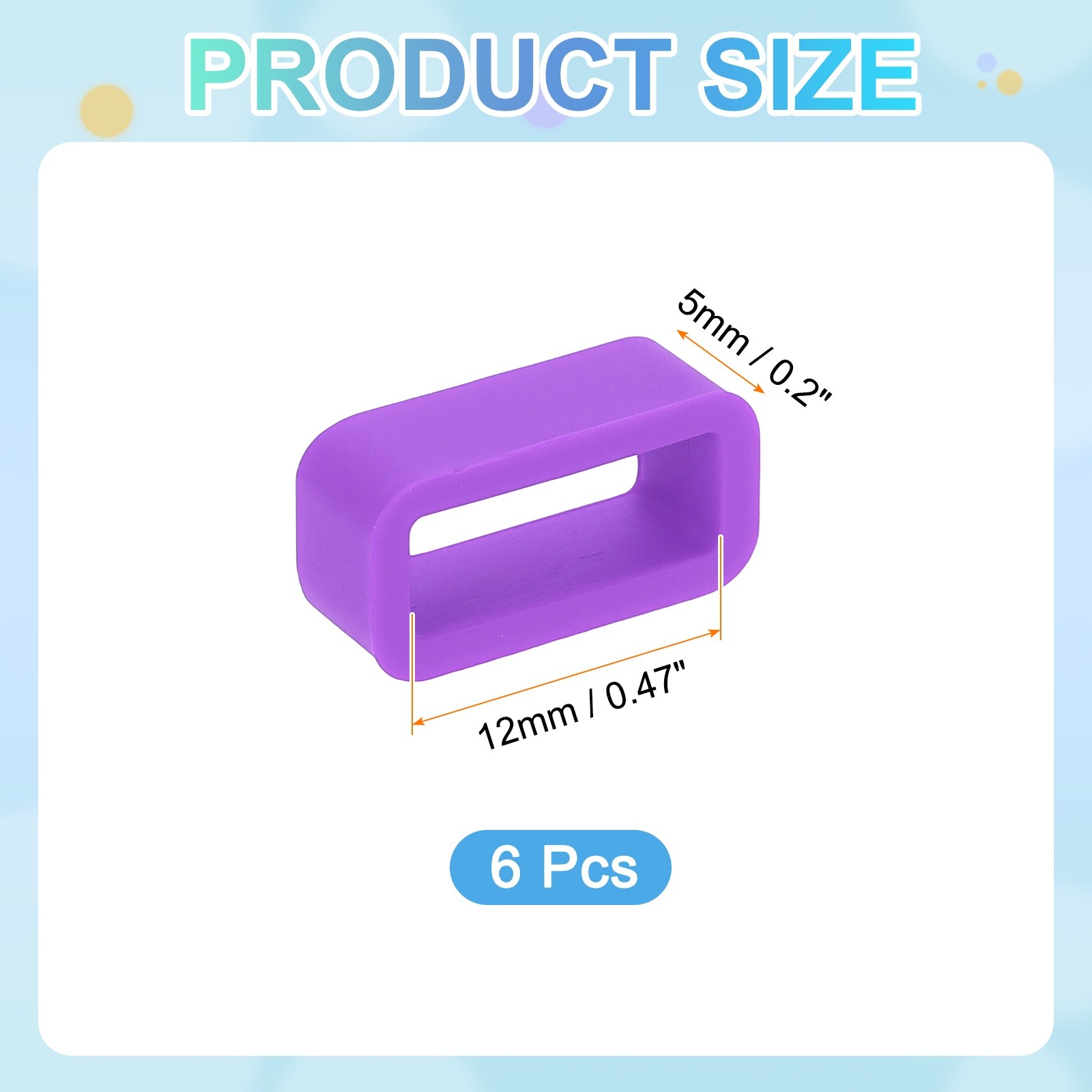 6pcs 12mm Purple Watch Band Loop Silicone Watch Strap Retainer Loop for Watch