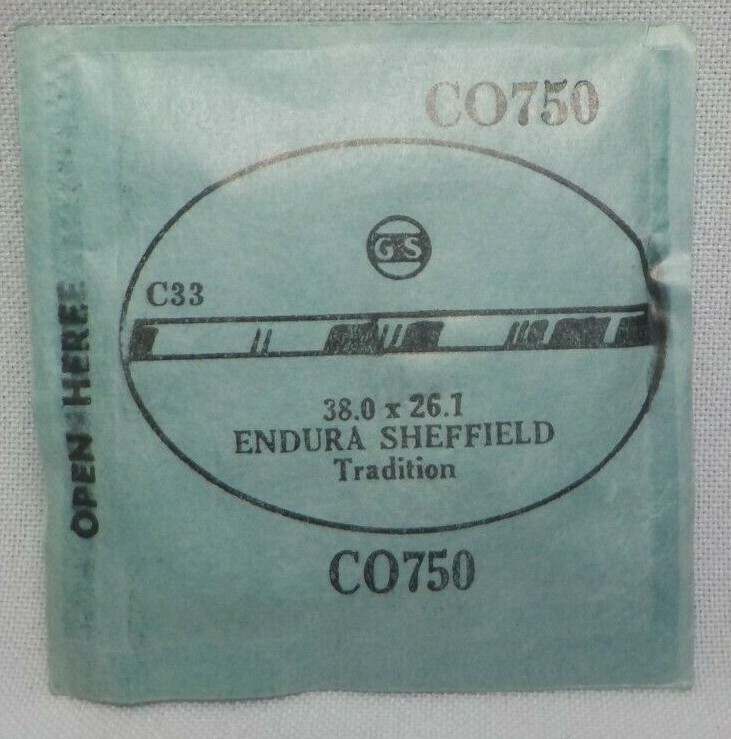 ENDURA SHEFFIELD TRADITION WATCH CRYSTAL CO750 REPLACEMENT 38.0 X 26.1 GS C33