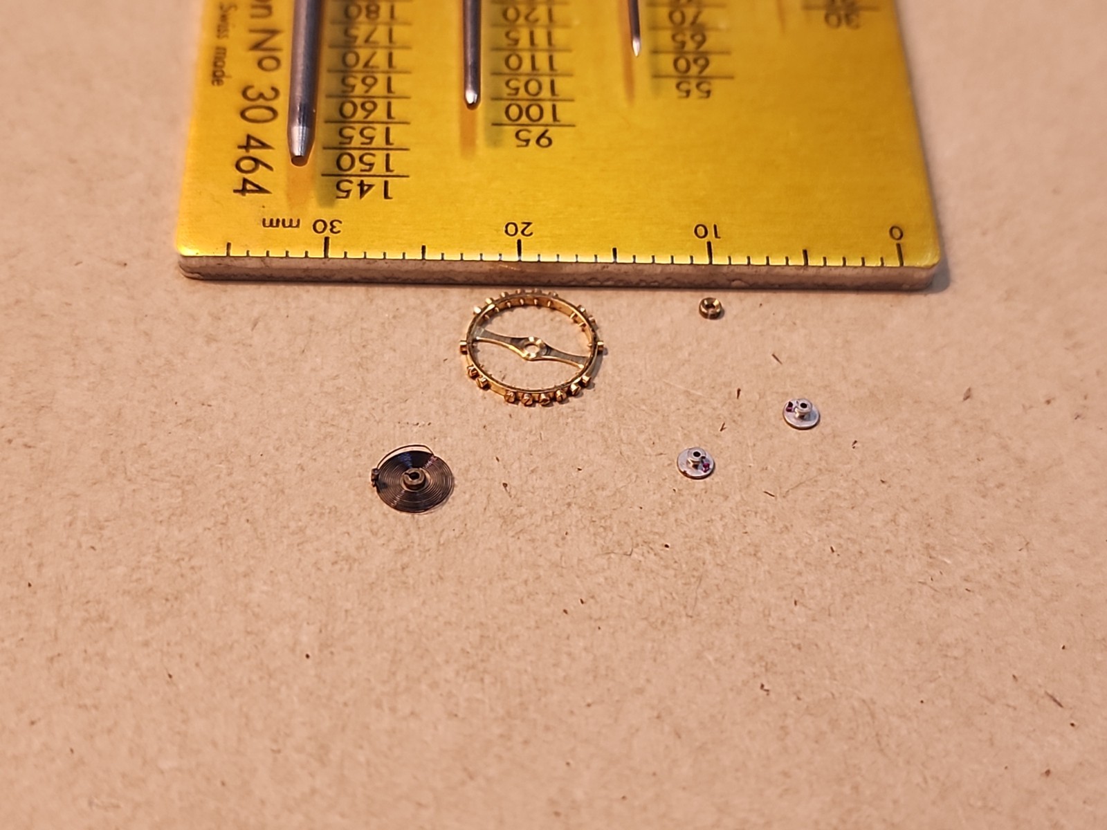 Lot Of Bulova 7AM-AD Parts-Balance Wheel, Hairspring, Jewelled Rollers