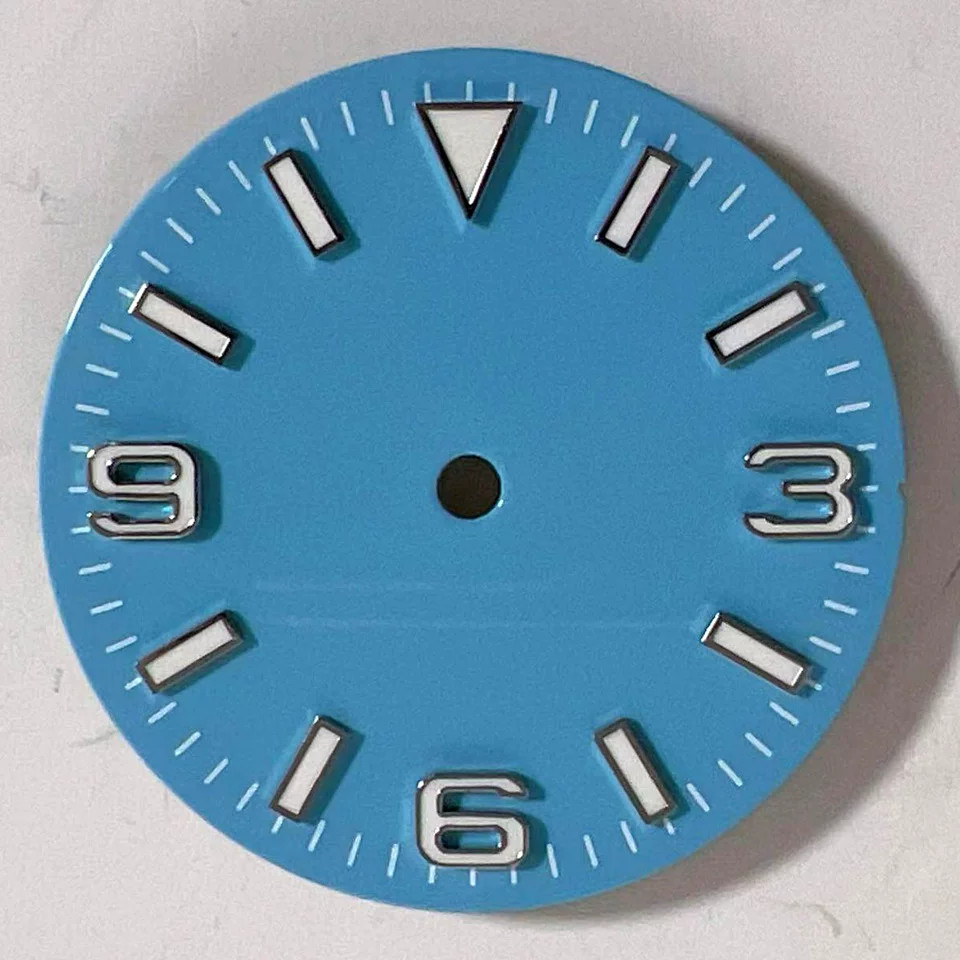 28.5mm No Logo Watch Dial Green Lume For Nh35 Nh36 4R 7S Movement Watches Parts