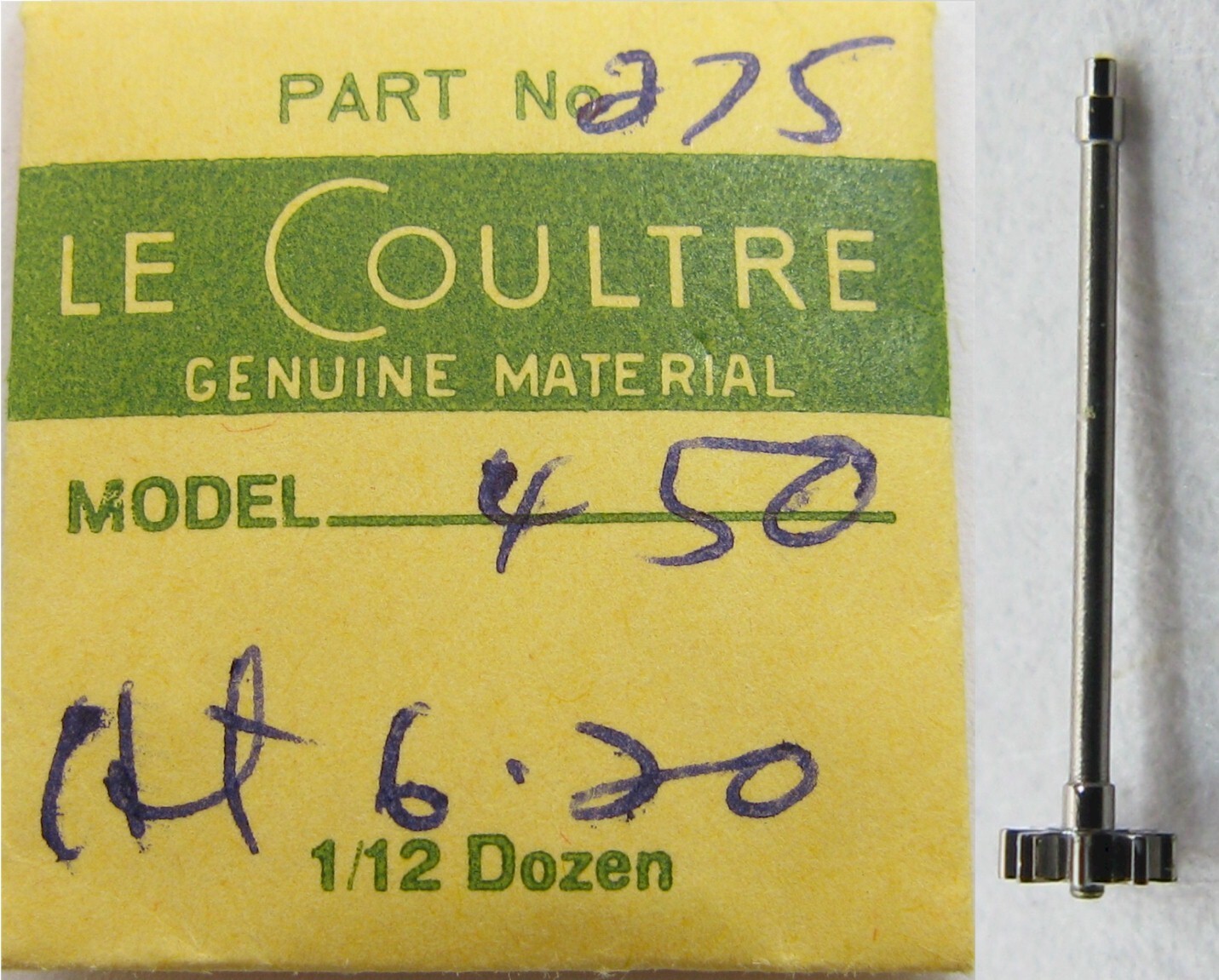 LeCoultre caliber 450 watch part: sweep second pinion #275 height 6.2 mm