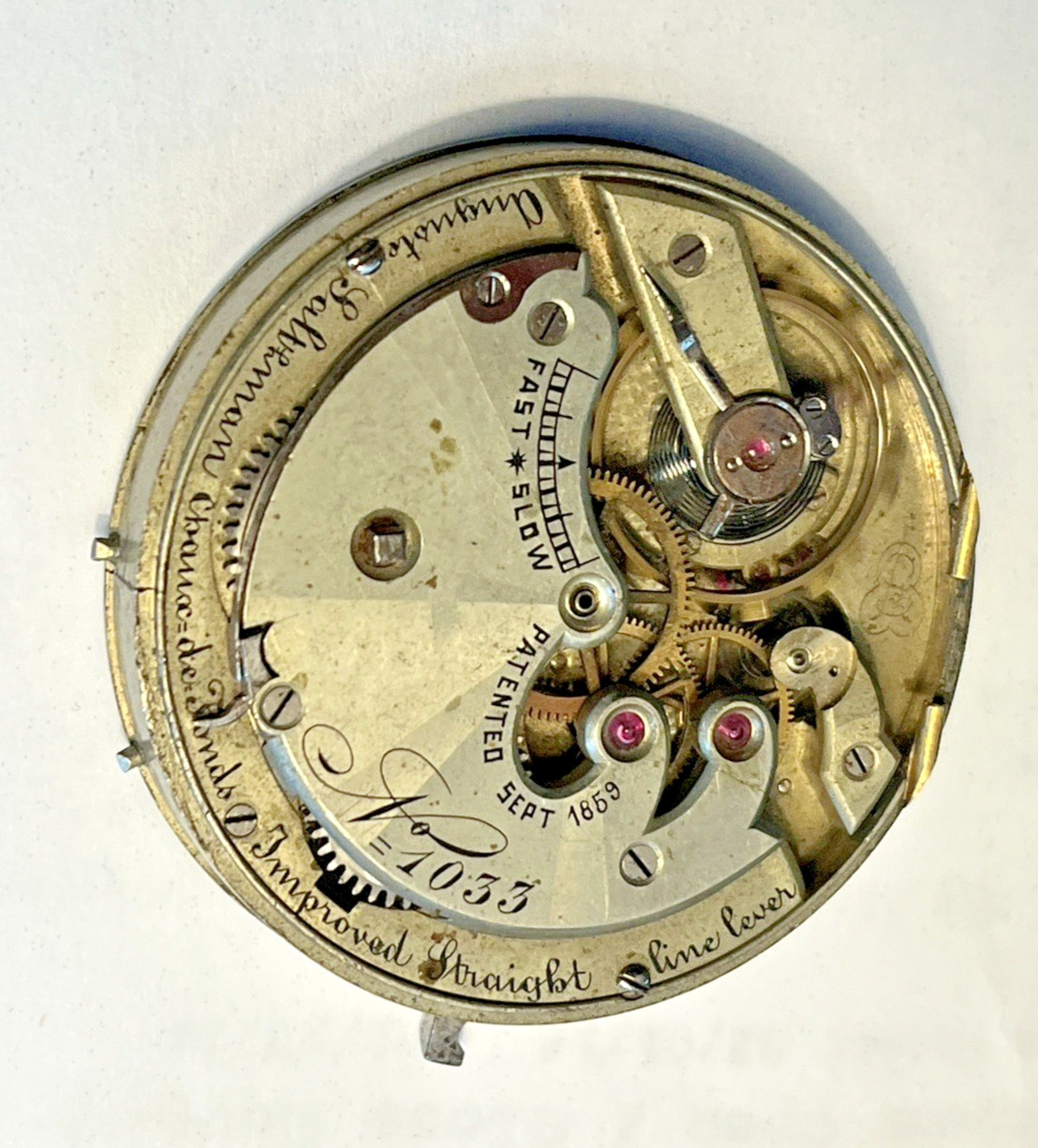 AUGUSTE SALTZMAN 45.22mm POCKET WATCH MOVEMENT RUNNING FREE SHIPPING