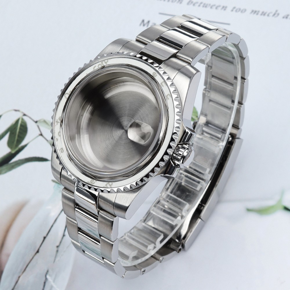 40mm Date Watch Case+Steel Strap explorer Ceramic Cyclop For Seiko NH35 ETA 2824