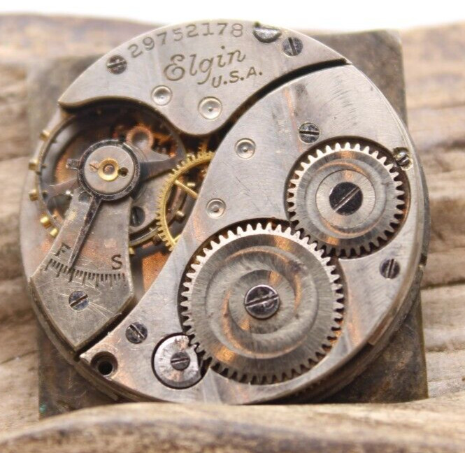 1927 ELGIN TRENCH WATCH MOVEMENT 29752178 GRADE 430 6/0s 7j FOR REPAIR (FN2)
