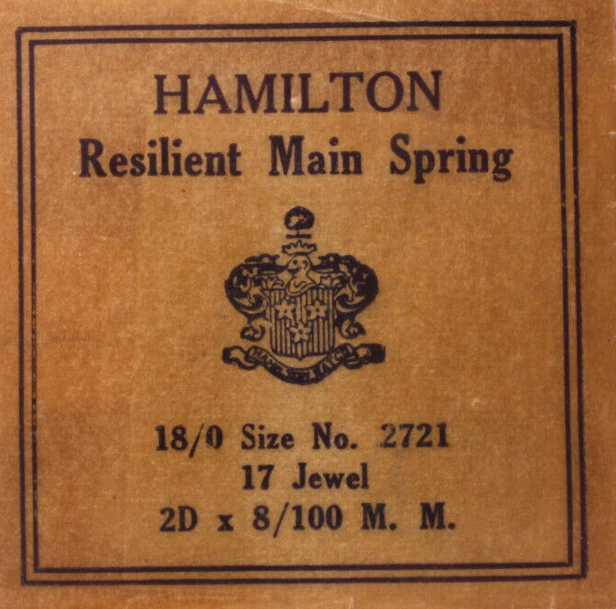 Watch Mainspring HAMILTON Pt # 2721 Models 18/0