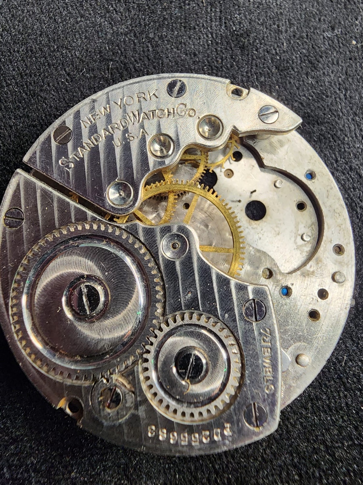 New York Standard Watch Co 7 Jewel Pocket Watch Movement USA Parts Repair