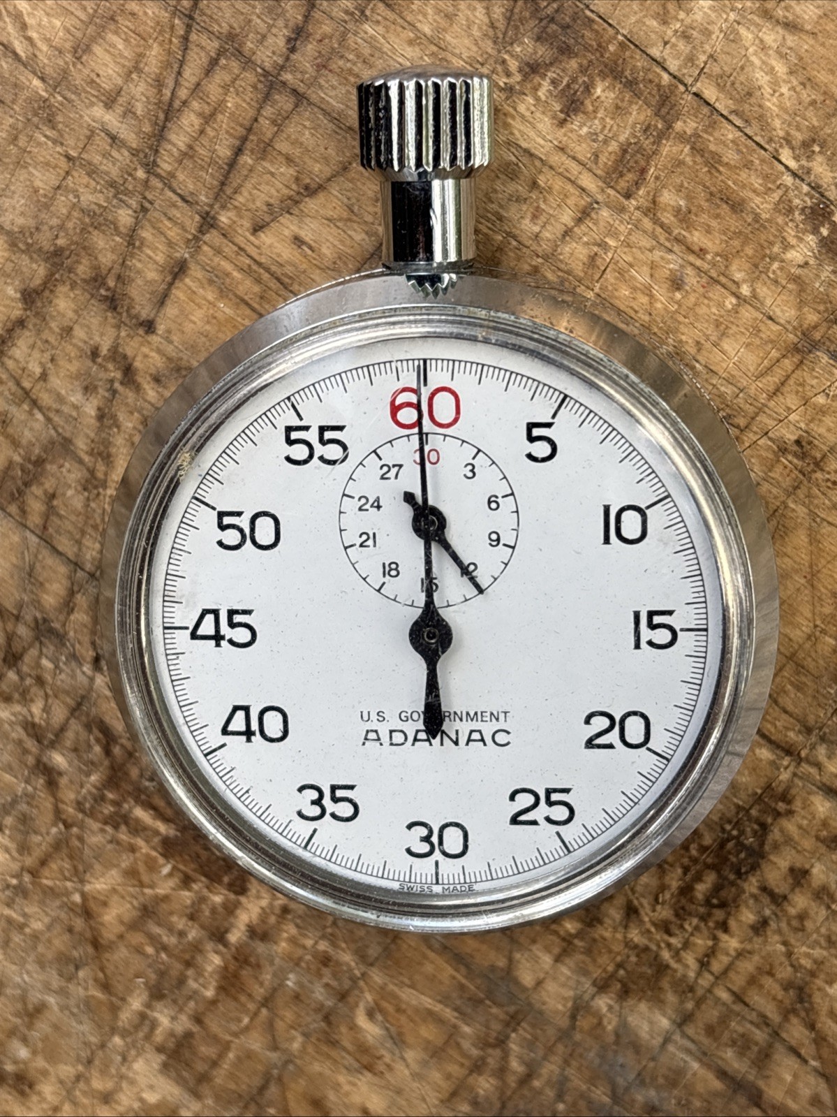 Marathon Company ADANAC 7 JEWEL STOP WATCH. US Government. Swiss Made.