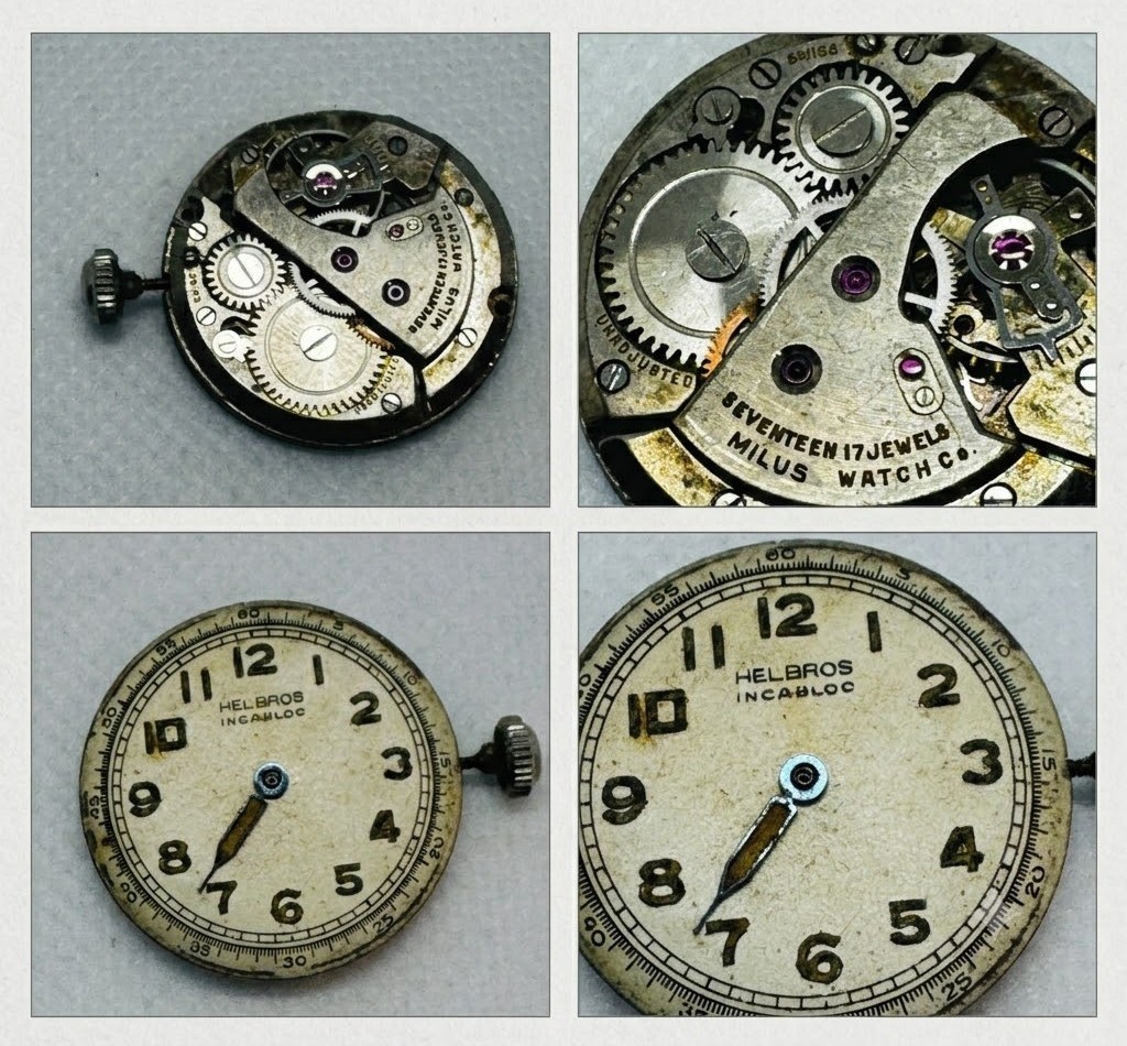 Vintage Watch Movement & Dial Parts Lot: Vulcain Waltham Bulova Elgin and more