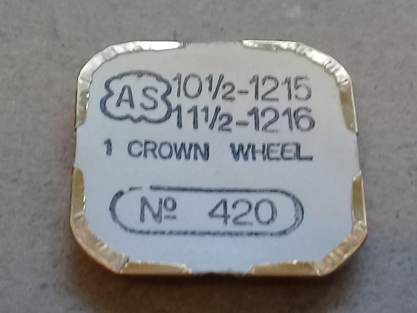 AS Cal. 1215 1216 – Crown Wheel – Part 420. 10.5”’ & 11.5”’ (TC932)
