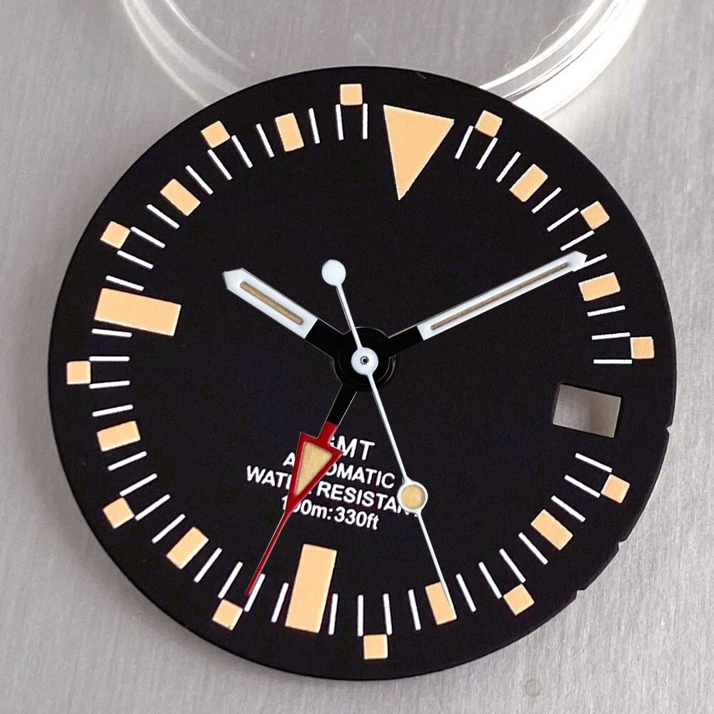 29mm Black NH34A Watch Dial Modified Accessories Luminous Diver Watch Dial