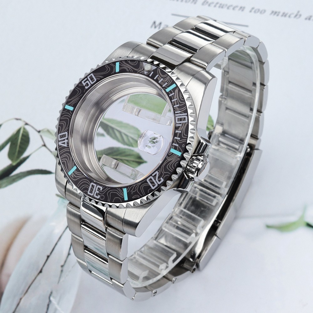 Steel 40mm Date Watch Cases Oyster Bracelet For Seiko NH35 Miyota 8215 Movement