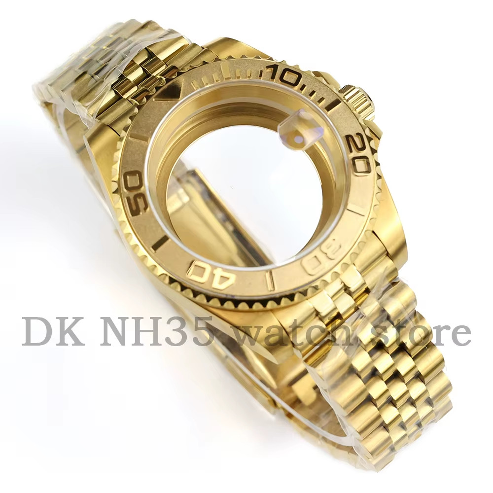 40mm NH35 Gold Stainless Steel Watch Case Jubilee Bracelet Fit SUB GMT NH34 NH35
