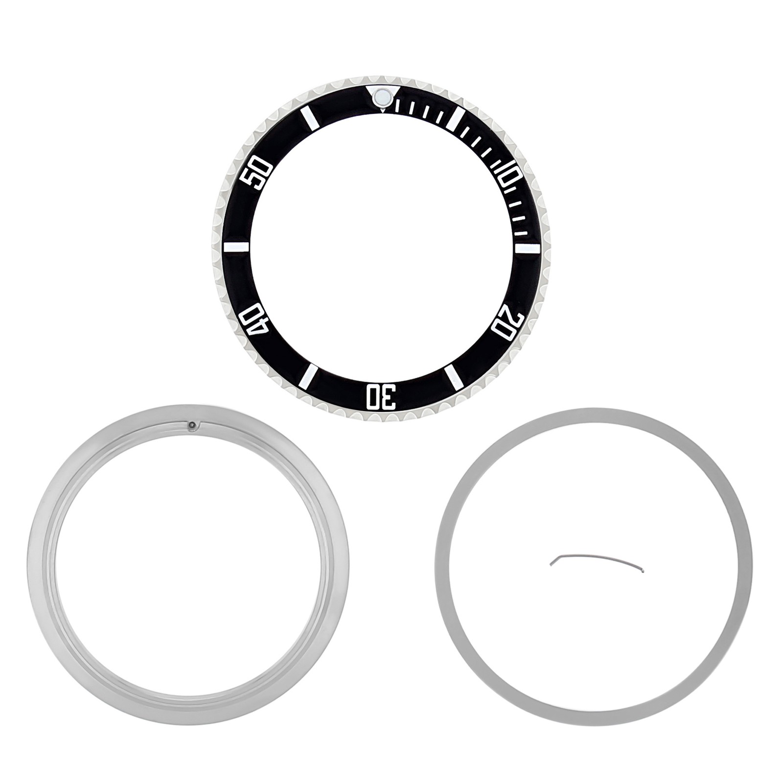 Rotating Bezel, Insert, Retaining For Rolex Submariner 16808, 16613 Black