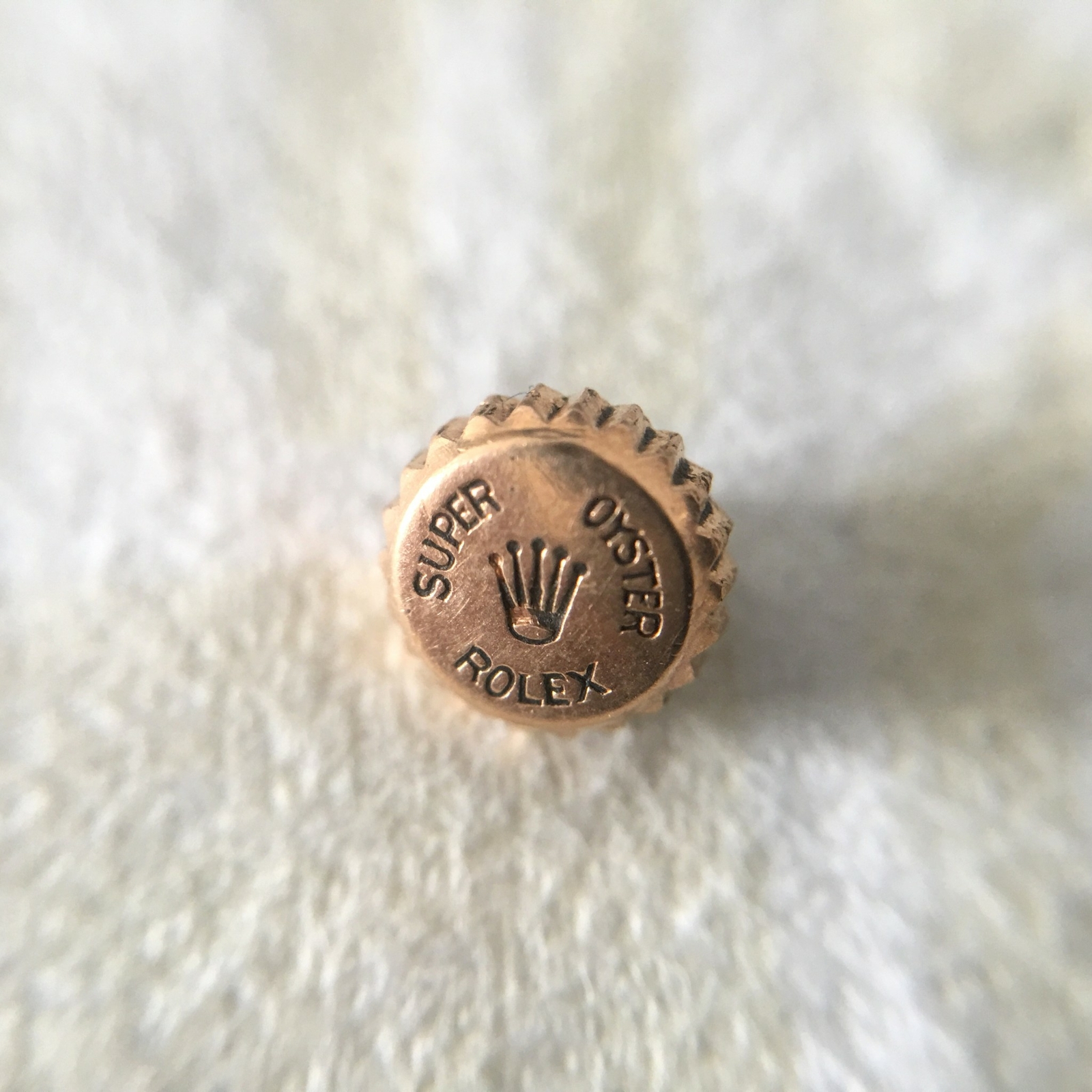 ROLEX SUPER OYSTER 18K ROSE GOLD VINTAGE CROWN 100% GENUINE OVETTONE 6084 #W1140