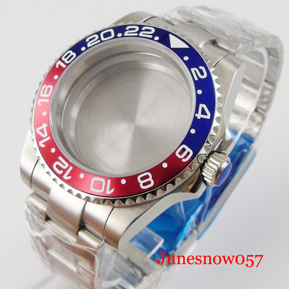 40MM Fit NH35 NH34A Automatic Watch Case Oyster Bracelet Flat Sapphire Crystal