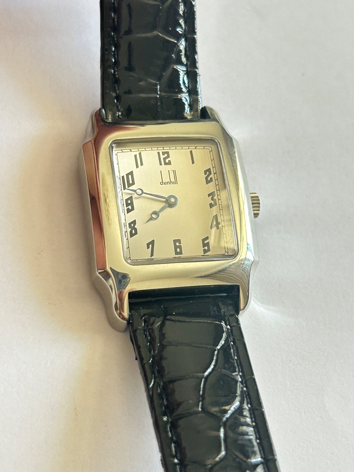 Vintage NOS DUNHILL Men’s Rectangular Steel Wristwatch Manual ETA 28mm x 39mm