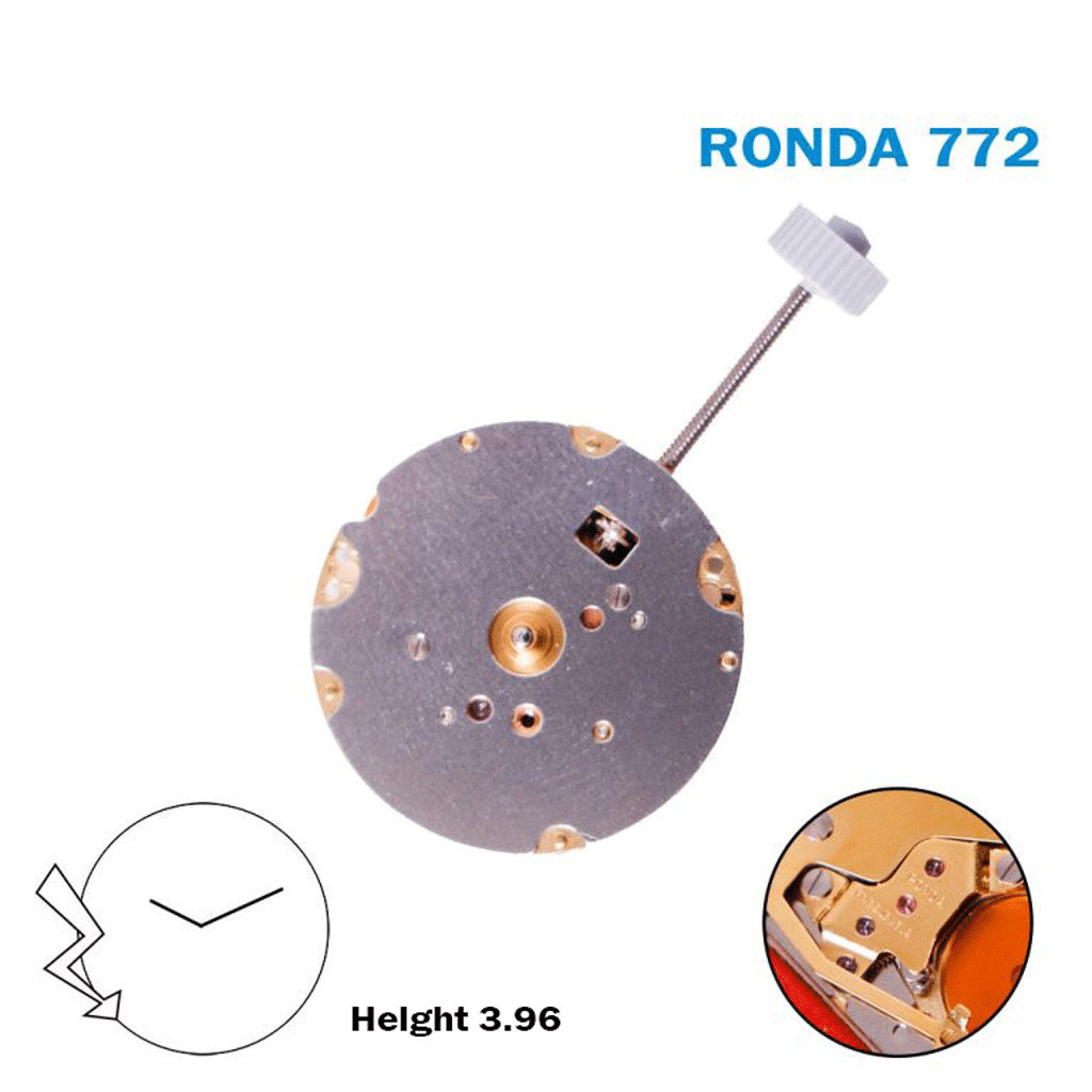 Ronda 772 SWISS🇨🇭 Watch MOVEMENT Without Disk , 2 Hands