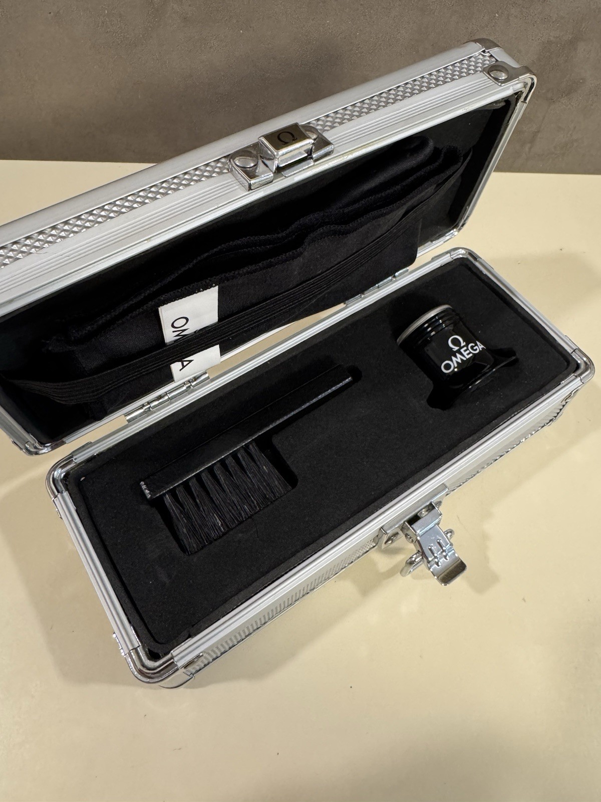 OMEGA Watch Care Kit Travel Case w/ Cleaning Cloth, Brush & Loupe