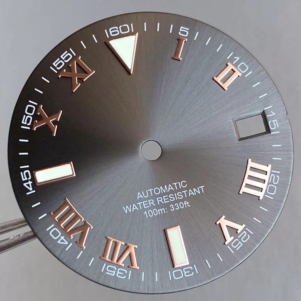 Tandorio New Roman Numeral Sunburst Dial 29mm Watch Dial Face For NH35 NH36 NH38