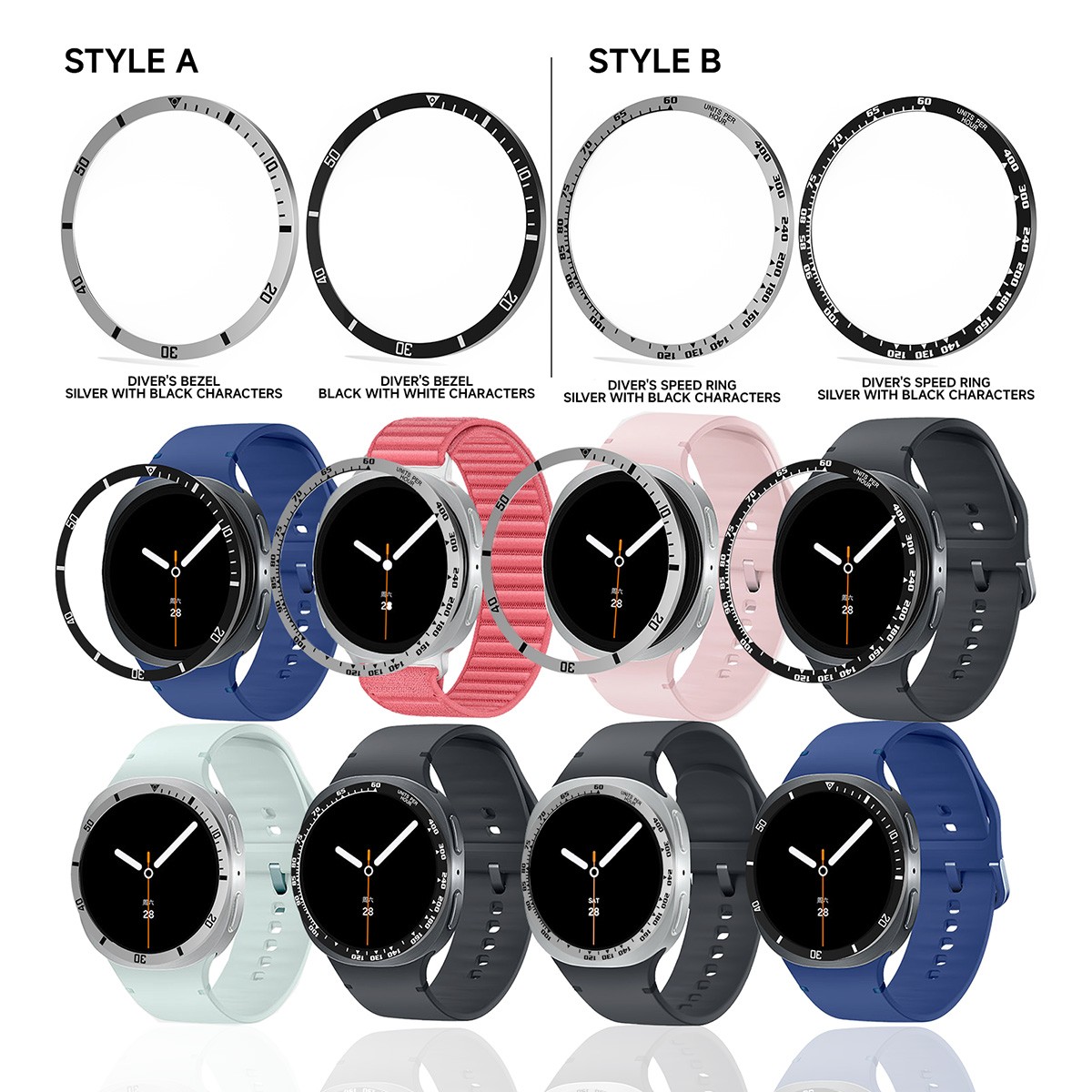 Steel Bezel Rings For Samsung Galaxy Watch 8 40mm 44mm Anti Scratch Metal Cover
