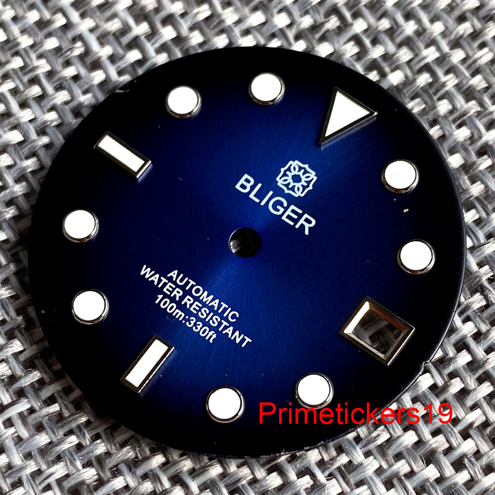 29mm Watch Sunburst Gradient Sterile Dial Date Window Fit NH35 NH36 Movement