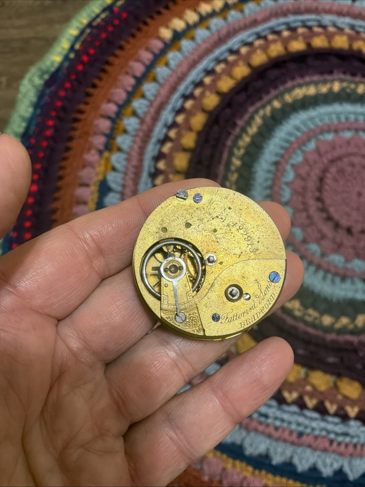 Antique Fattorini & Sons Bradford 44mm Pocket Watch Movement For Parts/Repair