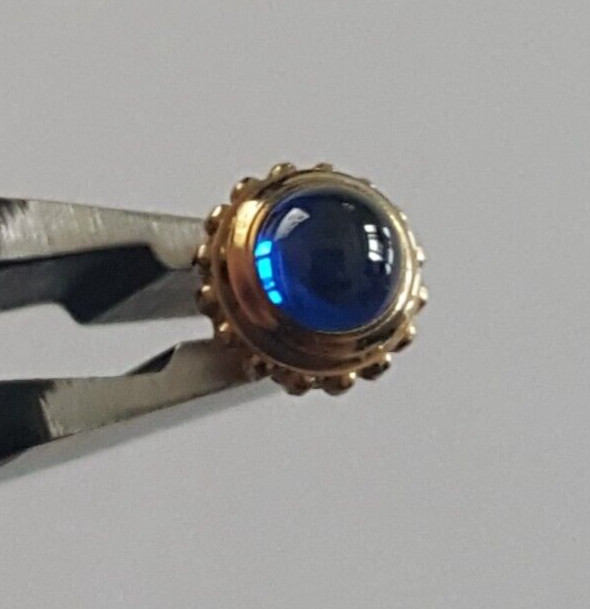 Cartier Gold Plated Crown and Stem With Blue Cabochon Stone