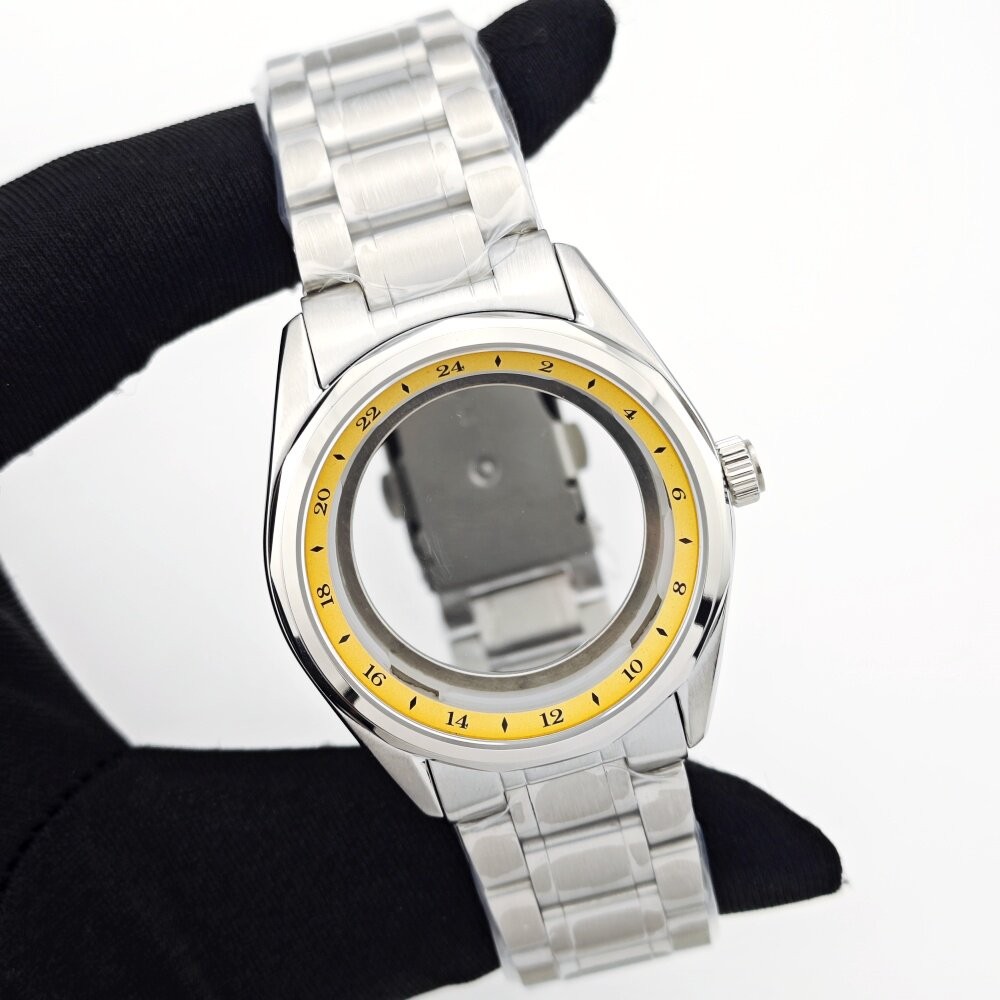 39mm GMT Style Case Two-Tone Bezel Steel Bracelet Fit Auto Mod